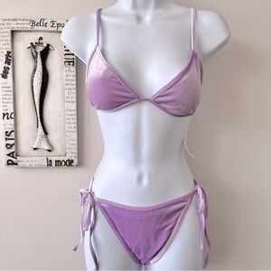 NWT Kendall & Kylie Two Piece Lavender Purple Velvet Bikini Size S/M